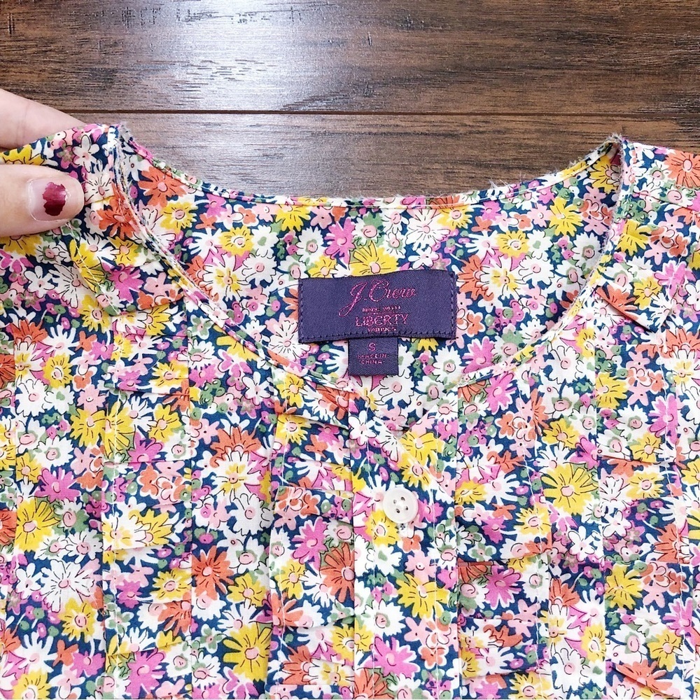 Floral Ruffle-Trim Button-Down Blouse - Pink Multi - Picture 10 of 15